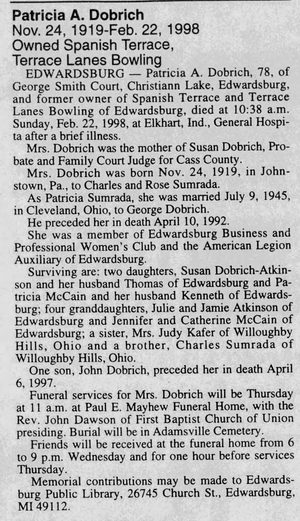 Terrace Lanes (on Christiana Lake) - Feb 1998 Former Owner Passes Away